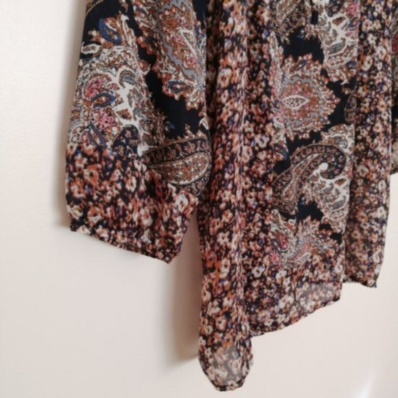 Notations Black and Pink Printed Pattern ¾ Sleeve Blouse - Picture 6 of 9